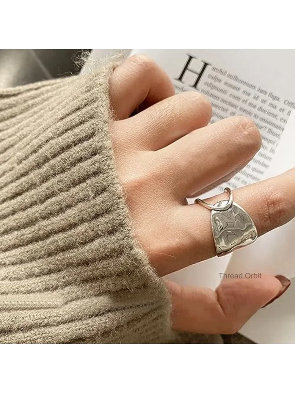 925 Sterling Silver Band Ring Adjustable Open Knuckle Rings Thumb Ring